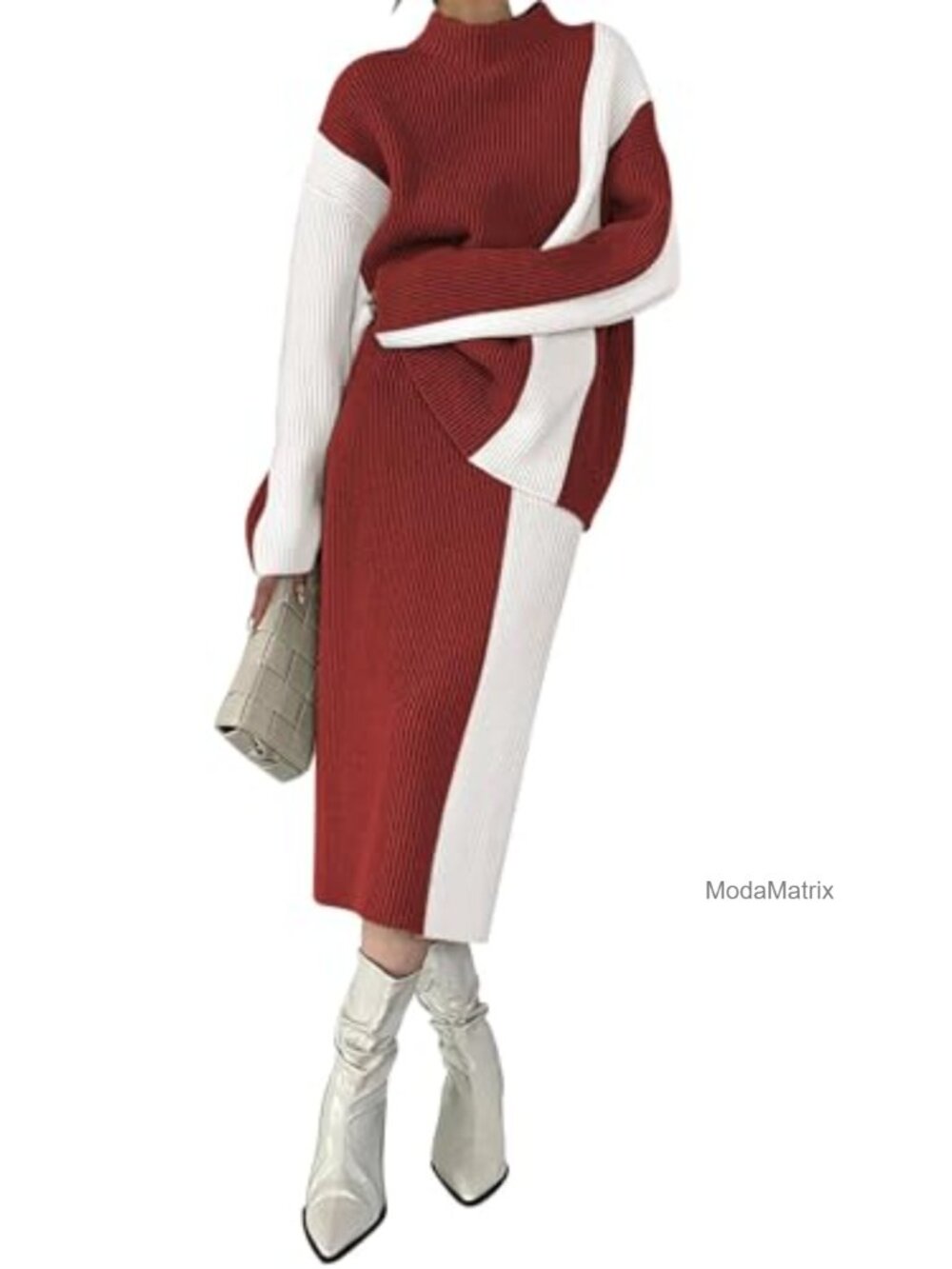 Women's 2 Piece Outfit Knit Sweater & Pencil Skirt Set Long Sleeve High Waist